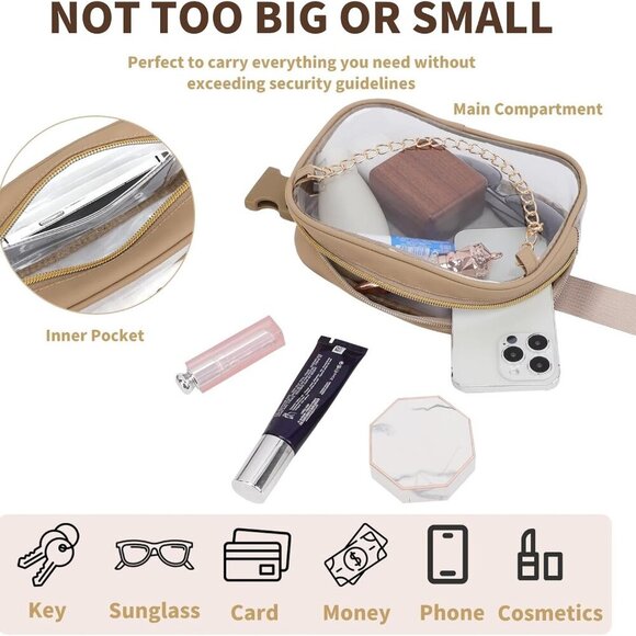 Versatile Clear Crossbody Bag with Metal Chain – Ideal for Festivals & Travel - Picture 3 of 6